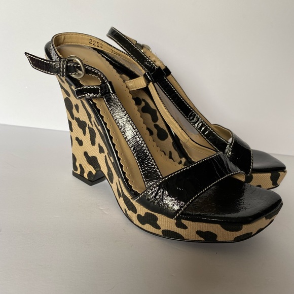 Max de Carlo size 7 1/2 wedge leather leopard - Picture 9 of 9
